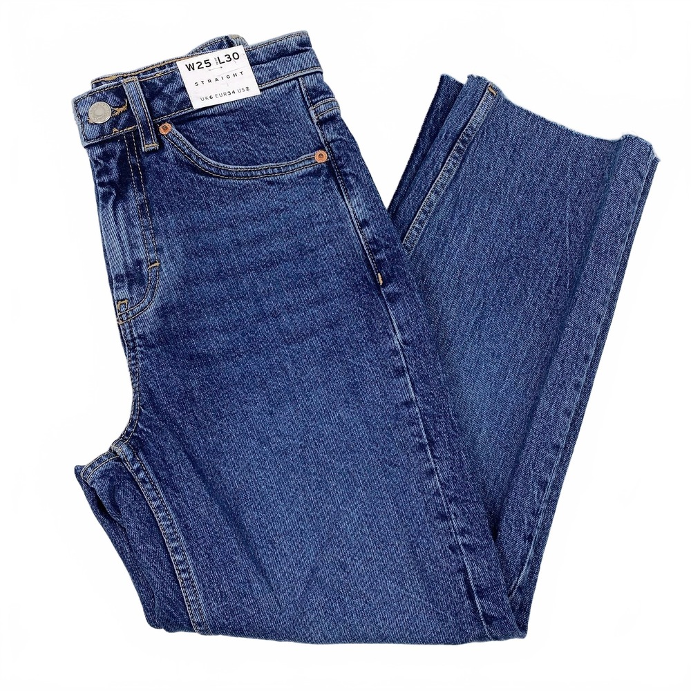 Topshop Blue Straight Leg Jeans | Womens 25
